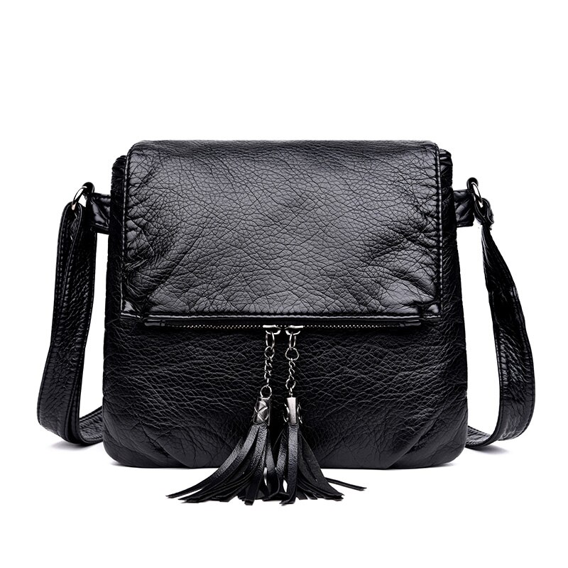 Effen Kleur Zachte Pu Lederen Crossbody Tassen Voor Vrouwen Messenger Tassen Mode Vrouwen Schoudertas: B - Black