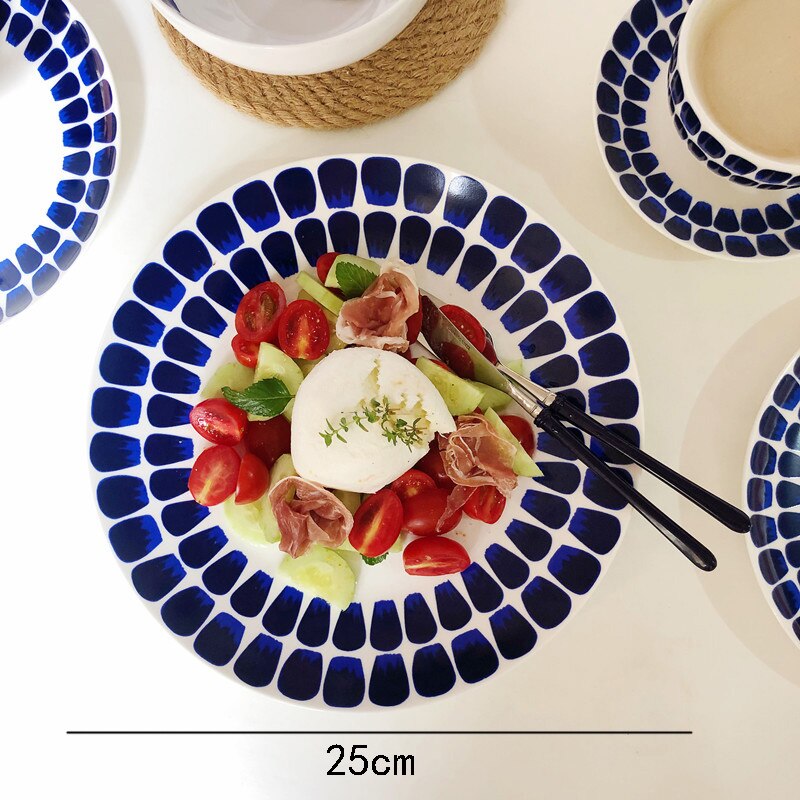 Breakfast Salad Bowl Pasta Dinner Plates European Afternoon Tea Milk Mugs Coffee Cups with Dessert Dishes Home Ceramic Tableware: Plate-25cm