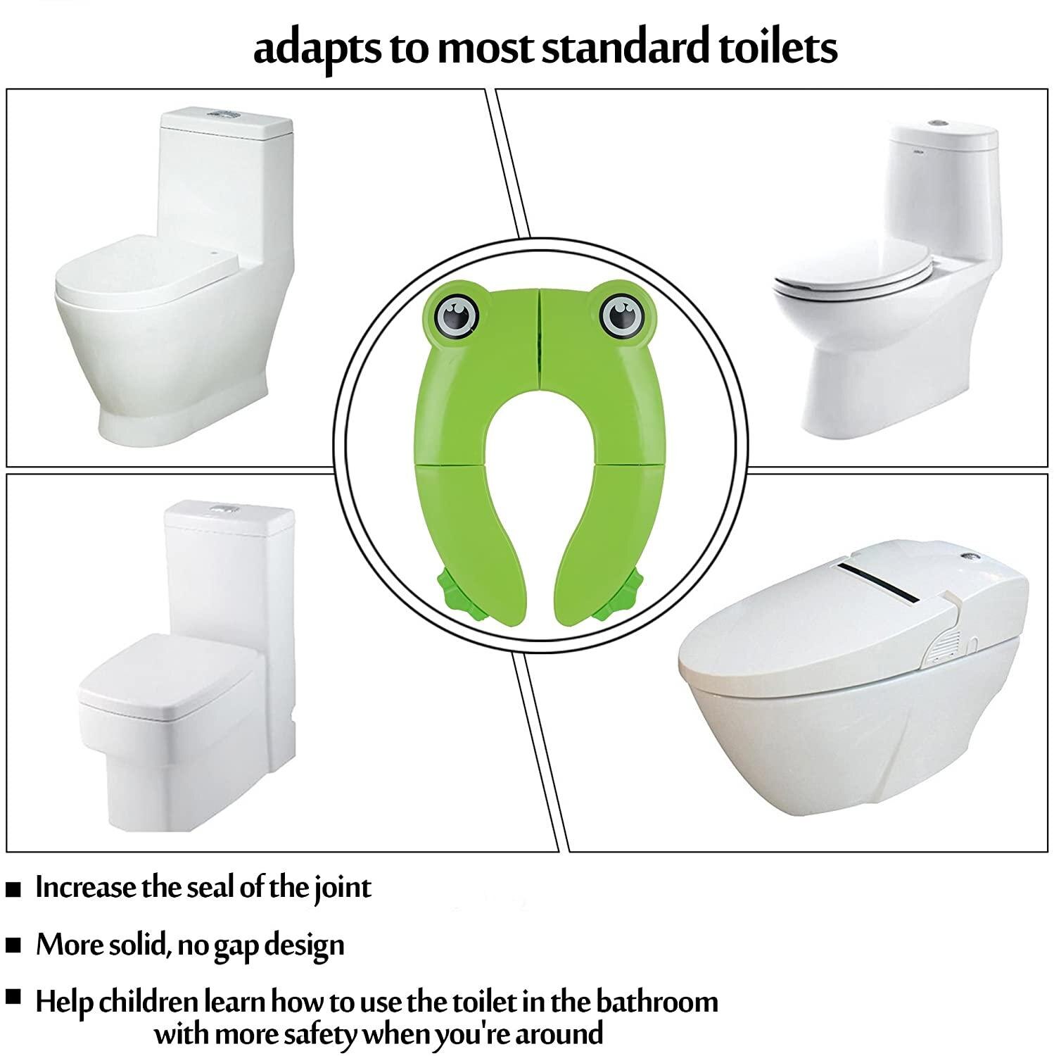 Sammenfoldelig pottetræning toiletsædebetræk, skridsikker silikone puder med 10 pakker engangs toiletbetræk (grøn)