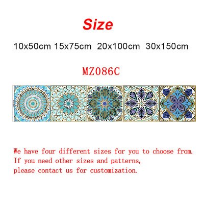Blau Mandala Streifen Fliesen Aufkleber Küche bad boden dekoration tapete Wasserdicht self-adhesive hause renovierung aufkleber: MZ086C / 10x50cm