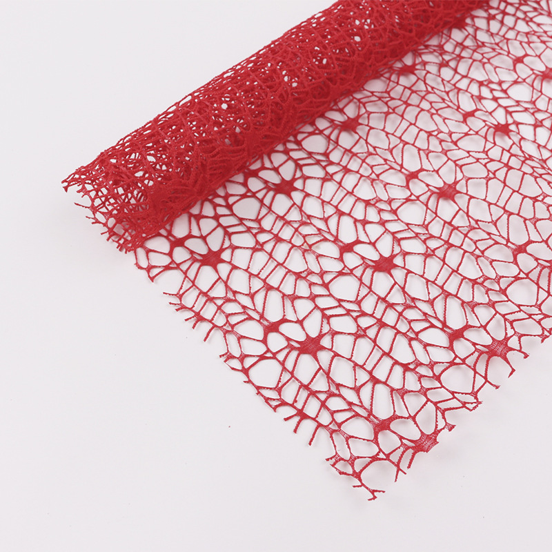 2Sheet 50*66cm Jacquard Wild Goose Net Flower Wrapped Yarn DIY Craft Party Valentine's Day Rose Bouquet Wrapping Mesh Gauze: Red