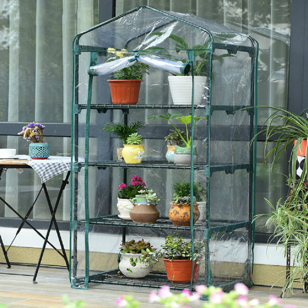 Vier Verdiepingen Groen Huishouden Plant Kas Mini Tuin Warme Kamer PVC Tuin Warme Kamer 155x69x49CM