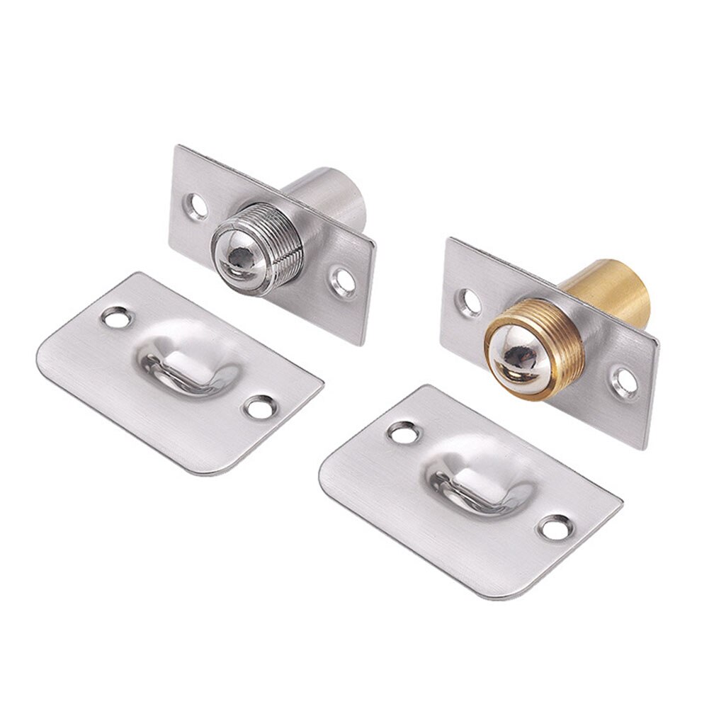 2pcs/set Brushed With Strike Plate Home Cabinet Stainless Steel Durable Hardware Kitchen Latches Closet Door Ball Catch