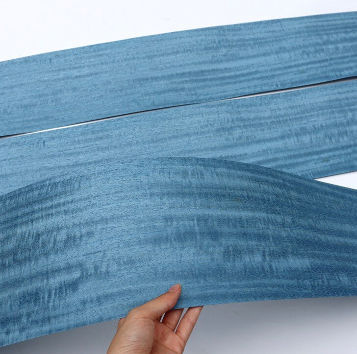 2.5Metes Width:16cm Thickness:0.3mm Pearlescent Blue Iron Spring Bark Wood Veneer Decorative Veneer