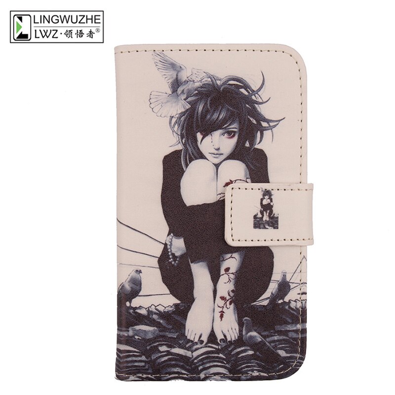 For Fly Nimbus 16 FS459 Case 4.5'' Flip Wallet Cell Phone Leather Cover For Fly Nimbus 16 FS459 Holster Phone Cases Accessories: Roof girl