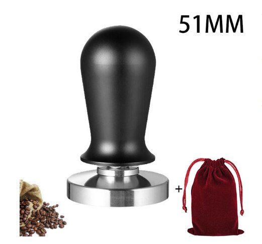 Compactador de café con mango de madera, espresso, amoladora, ZD, hecho a mano: L / Negro