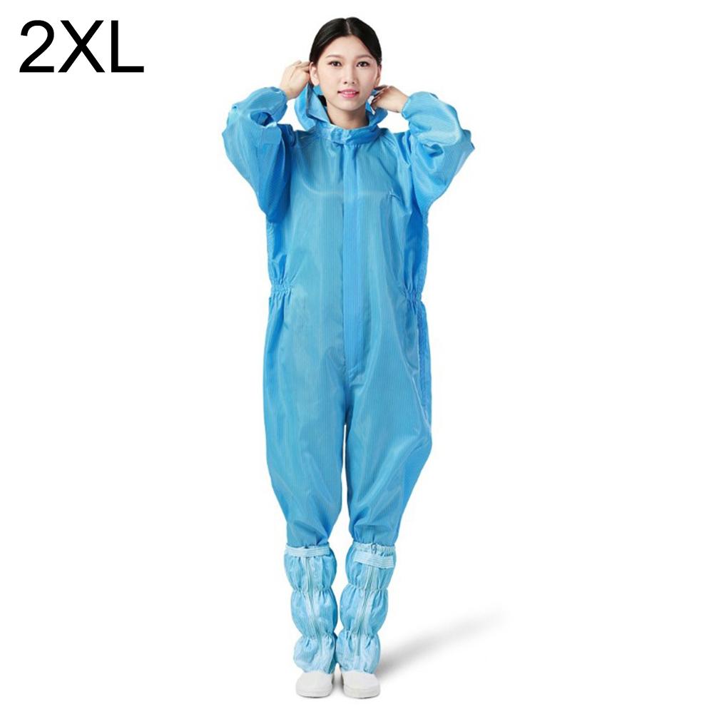 Protection Overall Reusable Dustproof Anti-static Protective Coverall Protective Gown Dust-proof Anti-static Suit With Hood: Blue / M