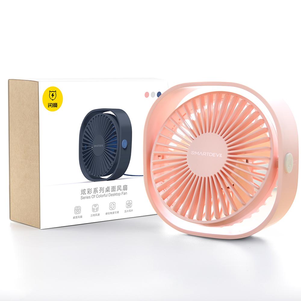 SmartDevil-Mini ventiladores de sobremesa USB ventilador de refrigeración portátil Personal de 3 velocidades con ángulo ajustable de rotación de 360 para oficina y hogar: Pink