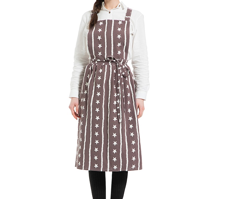 Pleated skirt cotton linen apron Women Cooking Kitchen Apron Work Uniform and flower shop apron for woman long dress smocks: 9