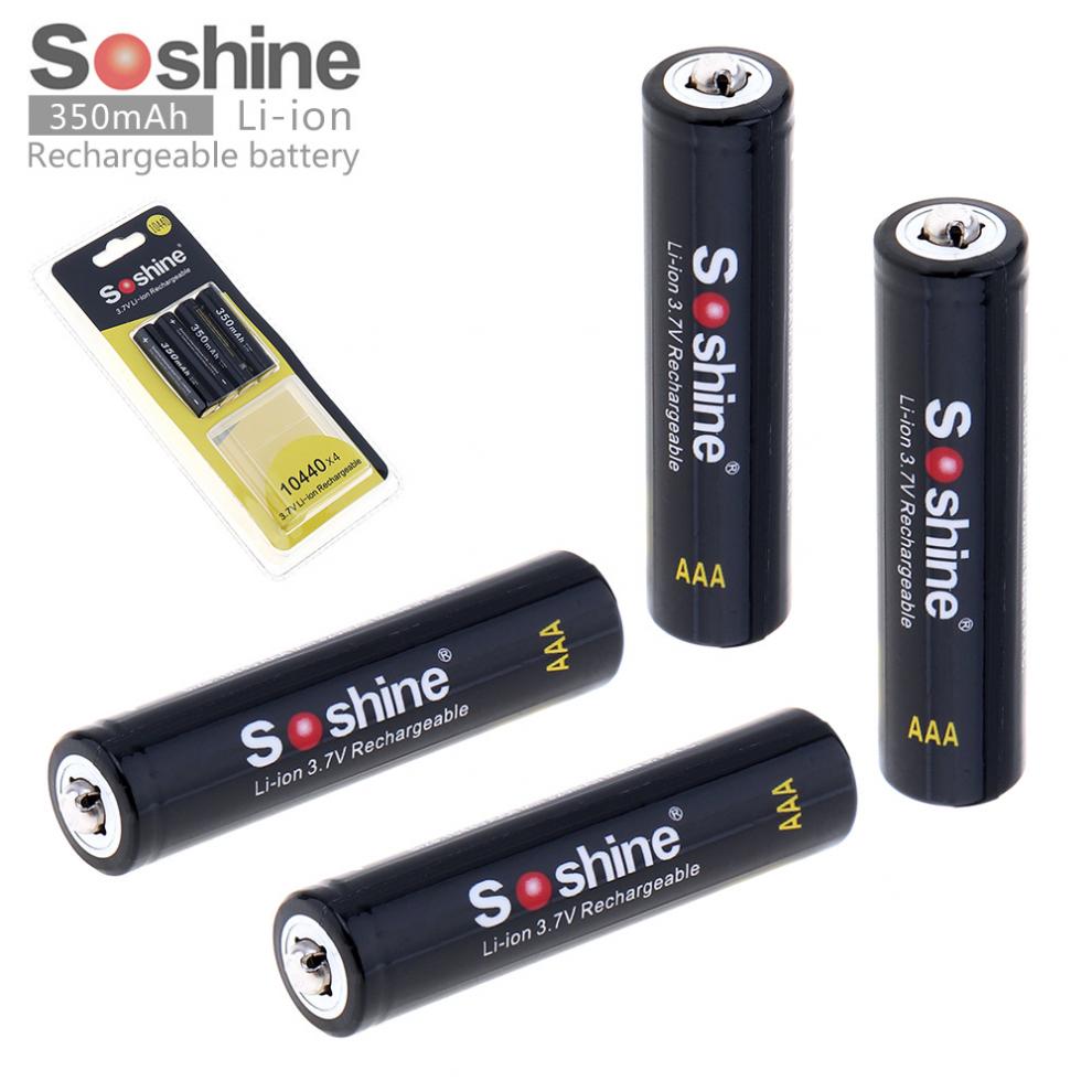 4 Stuks Soshine 3.7V 350 Mah Hoge Capaciteit 10440 Li-Ion Oplaadbare Batterij Aaa Batterij Voor Led Zaklampen Koplampen