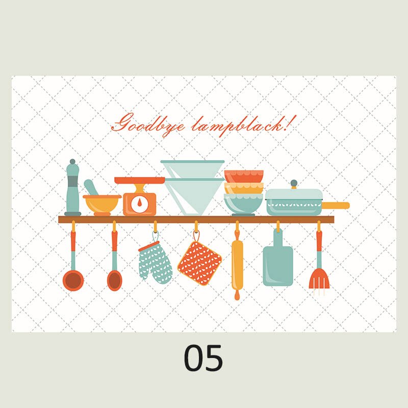 Oven Dining Hall Wallpapers Oil Proof Cute Cartoon Waterproof Kitchen Wall Stickers Self Adhesive PVC 90*60CM Wall Art Decal: 05