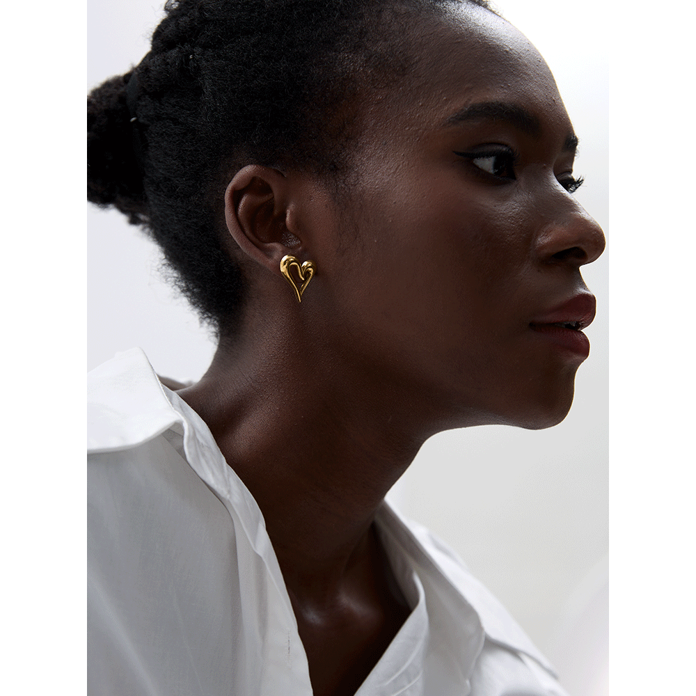 Yhpup Orecchini a bottone vuoti con cuore in acciaio inossidabile 316l Prevengono le allergie Gioielli di moda quotidiani alla moda romantici per le donne Regalo