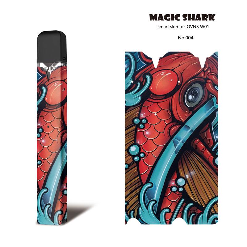 Magic Shark Monsters Cat Fish Dog Pirate Skull Stereo PVC Ultra Thin Film Cover Pod Case Sticker For OVNS W01: 004