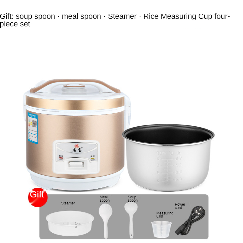 Olla de arroz eléctrica de 2L, máquina de cocina antiadherente para pasteles, sopa, Cocina Para el hogar, vaporizador de alimentos Multicooker: gold / US
