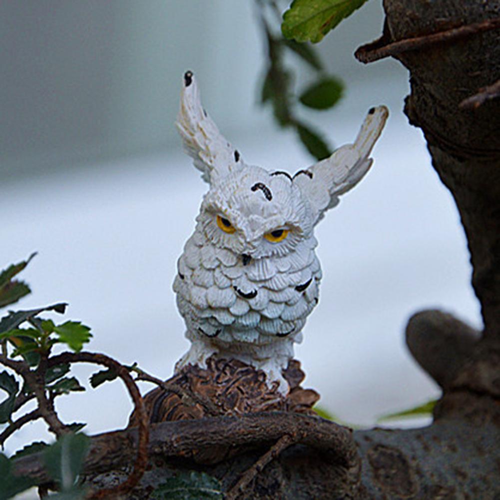 Gran venta de micropaisajes de jardinería Mini búho simulado pequeños ornamentos: White