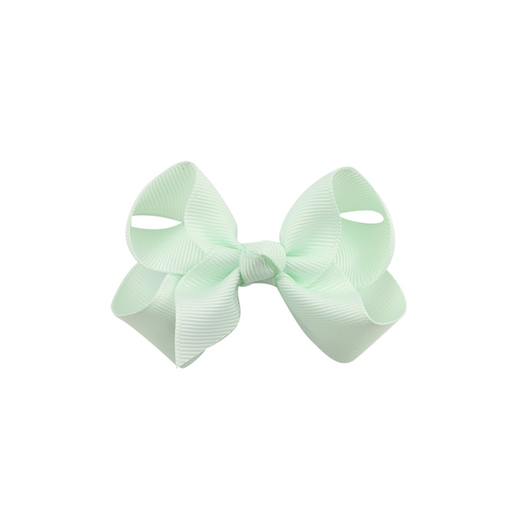 Små hårrosetter med hårspännen för flickor barn mini boutique slät knut band rosett hårnål hår accessoarer band rosett: A12 mintgrön