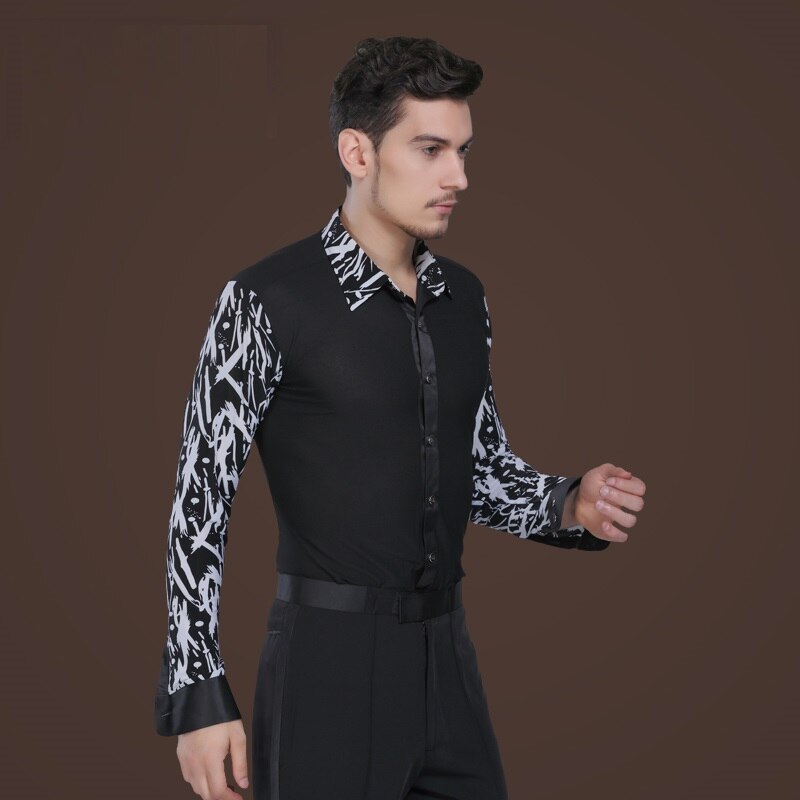 Men Dancing Jacket Adult Square Dance Ballroom Shirt Adult Modern Dance Latin Dance Clothing Coat B-5990