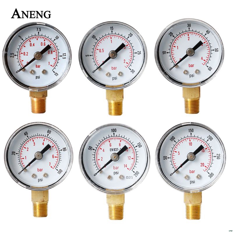 Noggrannhetsklass 2.5%  tryckmätare 40mm ratttryck 1/8 &quot; bspt vertikal 15,30,60.100,160 200, 300 psi &amp; bar