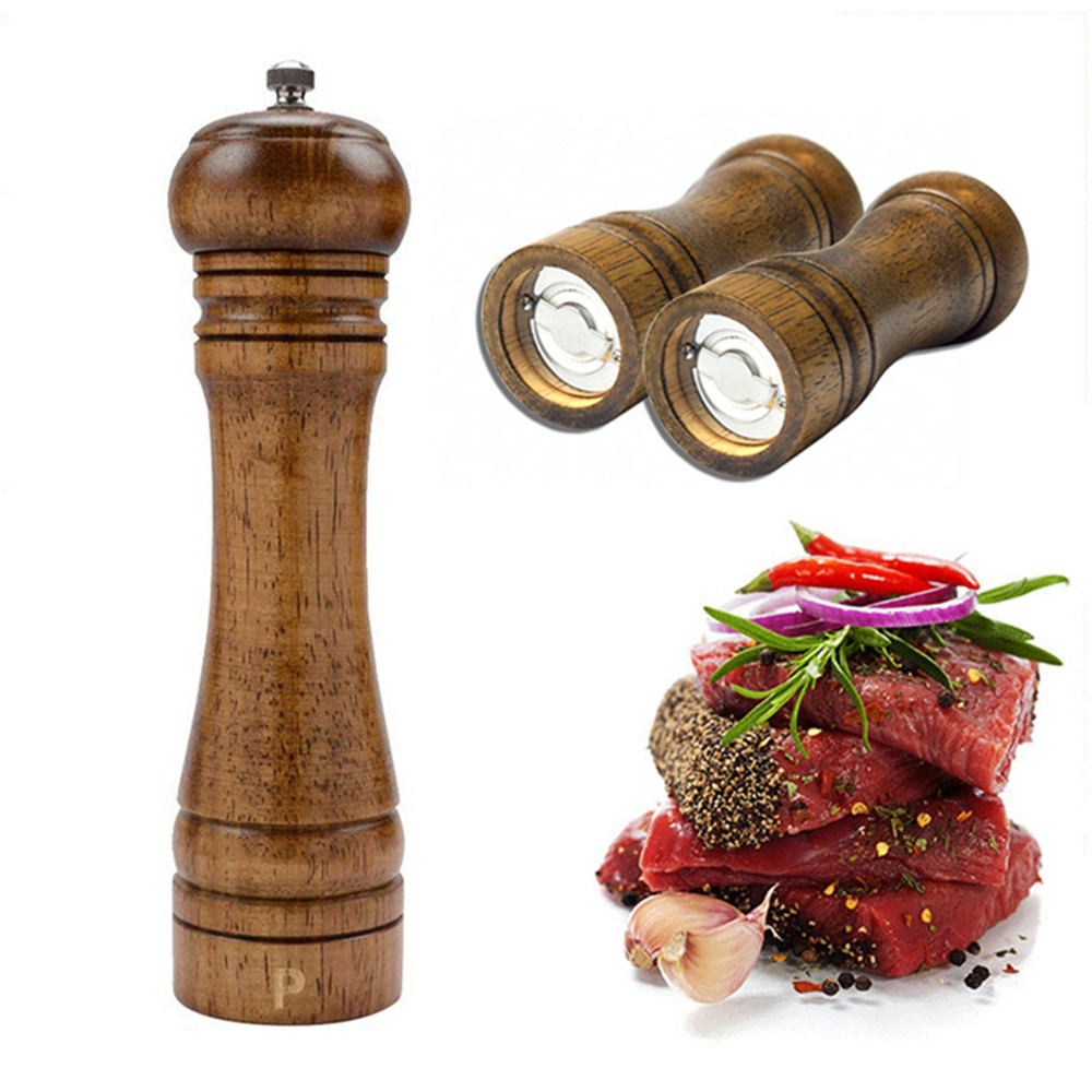 1 stk 5/8/10 tommer peber krydderi møller madlavning gadgets eg træ håndholdt peber salt kværn krydderier sæt til ktitchen bbq værktøjer