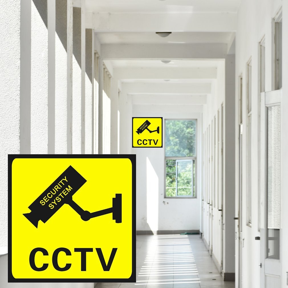 Autocollants de caméra de Surveillance 24 h, 10 pièces, moniteur de sécurité CCTV, autocollants d&#39;avertissement mural, étiquettes étanches 110x110mm