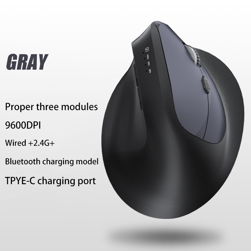 Xiaomi Bluetooth Vertical Mouse Tri-Mode Ergonomic 9600 DPI Adjustable Optical Silence Gaming Mouse Office Dormitory Comfortable: Gold