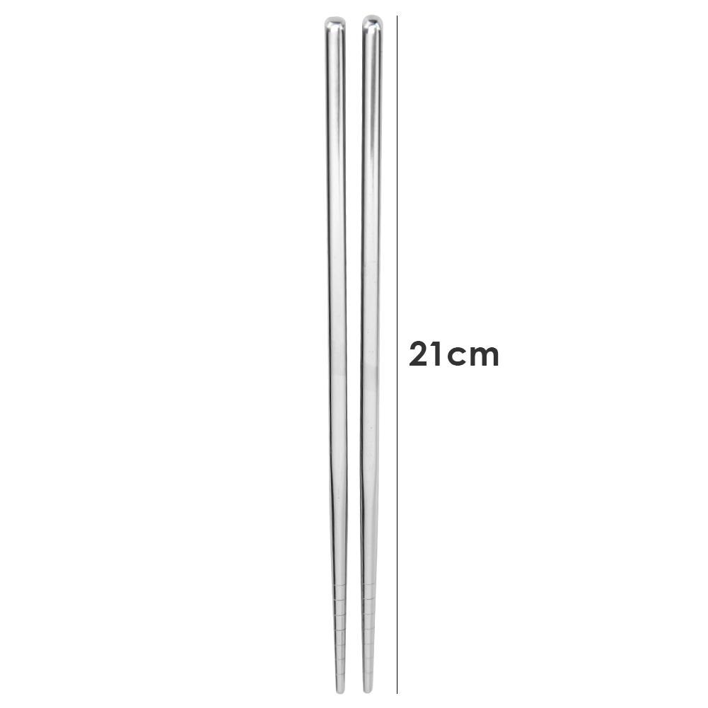 Palillos de acero inoxidable antideslizantes, palillos chinos portátiles para comida, vajilla de 21cm, utensilios de cocina, 1 par: Silver 21cm