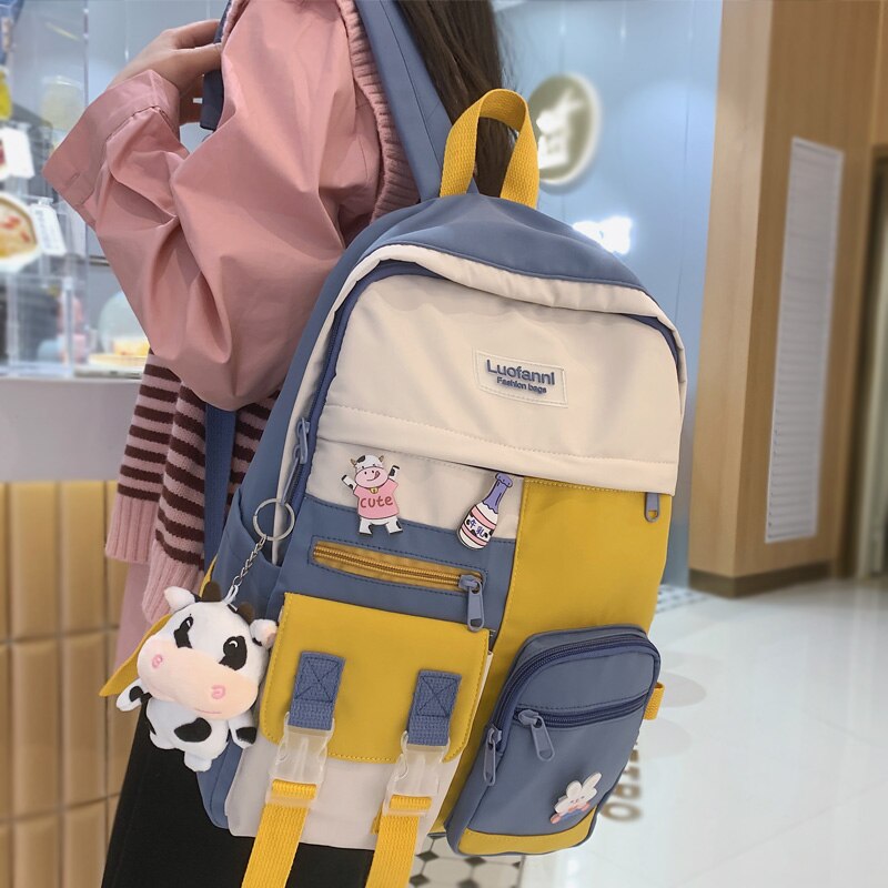 Mochila de Nylon impermeable de gran capacidad para mujer, bolso de viaje multibolsillo, escolar de gran capacidad,