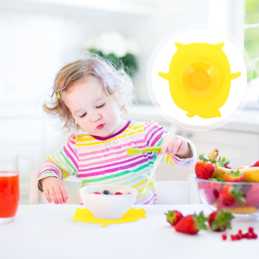 1pc Silicone bébé alimentation napperon ventouse anti-dérapant bébé vaisselle bol tapis: Yellow