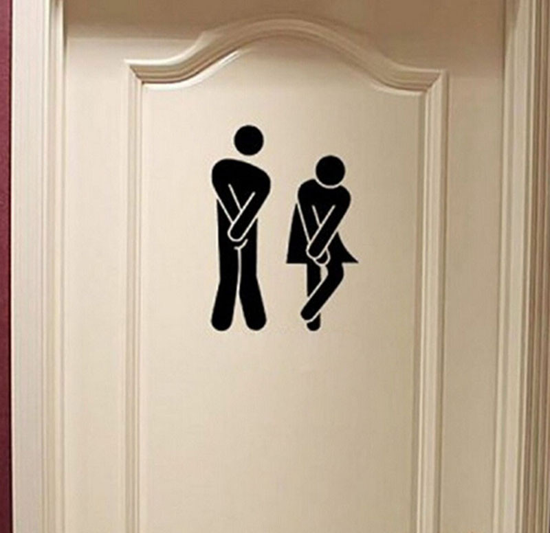 Sjovt toilet indgangsskilt mærkat vægmærkat til butikskontor hjemmecafé hotel diy aftagelig sød mand kvinde toiletdørklistermærker