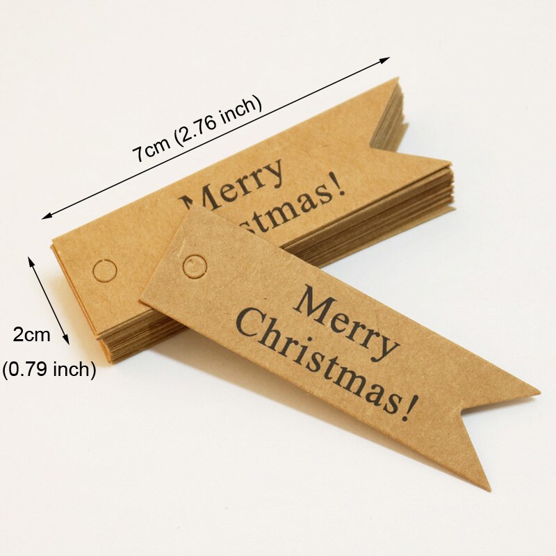 50pcs Beste Cards Kraftpapier Hang Tags Zwaluwstaart Vorm Vrolijk Kerst Xmas Verpakking Bookmark Wikkelen Decor: Merry Christmas