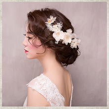 White Lace Flowers Crystal Hair Combs Jewellery Bride Headpiece Tiaras de Noiva Women Head Jewelry Wedding Hair Accessories VL