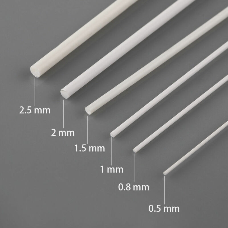 Produktbild von 40 ABS-Kunststoffstäbe Weiß 0.5–10 Mm X 500 Mm – Für Modellbau, DIY, Fensterrahmen & Geländer