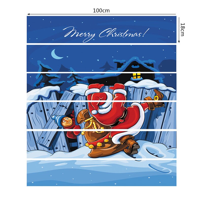 6 teile/satz Wasserdichte PVC Treppen Aufkleber Schneemann Santa Claus Weihnachten Boden Treppe Aufkleber Weihnachten Dekoration Für Heimat U3: J