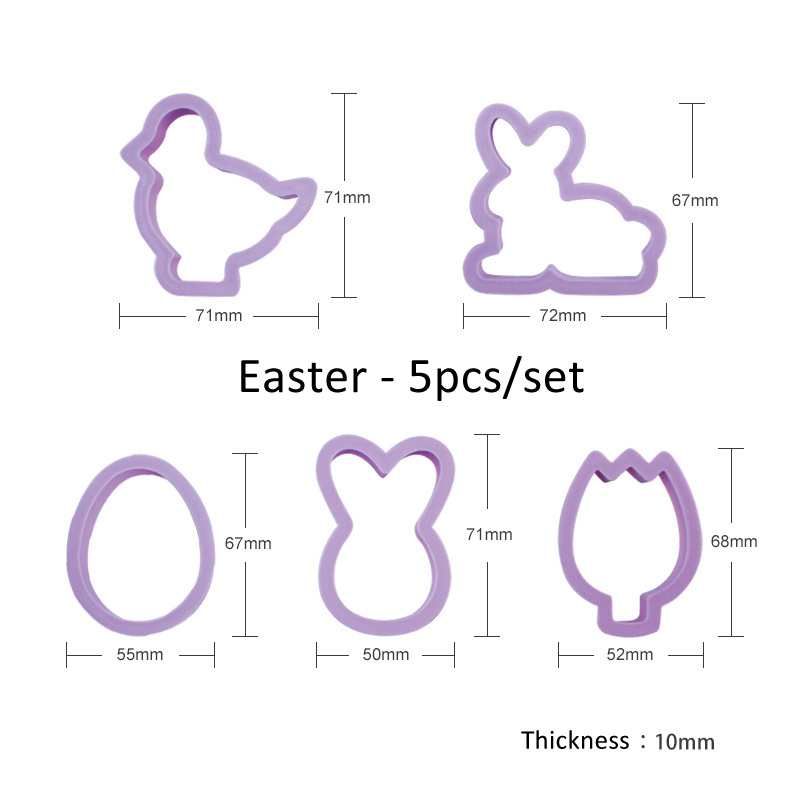 Happy Easter Bunny Egg Plastic Baking Mold Kitchen Biscuit Cookie Cutter Pastry Plunger 3D Fondant DIY Cake Decorating Tool: zy991J02