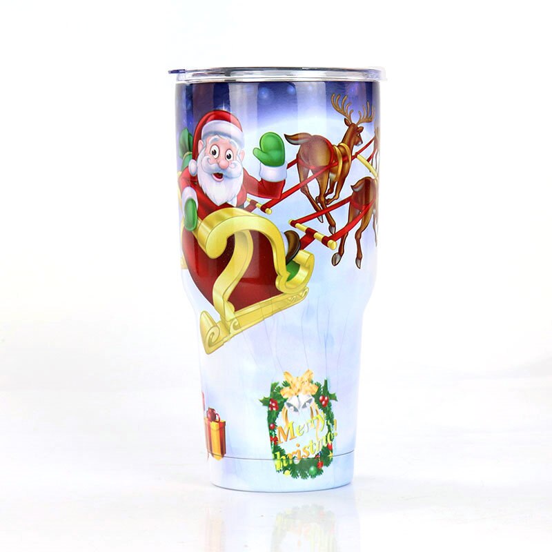 Kerst Watter Battle Ijs Bier Mok 30Oz Vacuüm Koude Roestvrij Staal Auto Cup Huishoudelijke Leuke Kerst Cadeau Cup servies: D