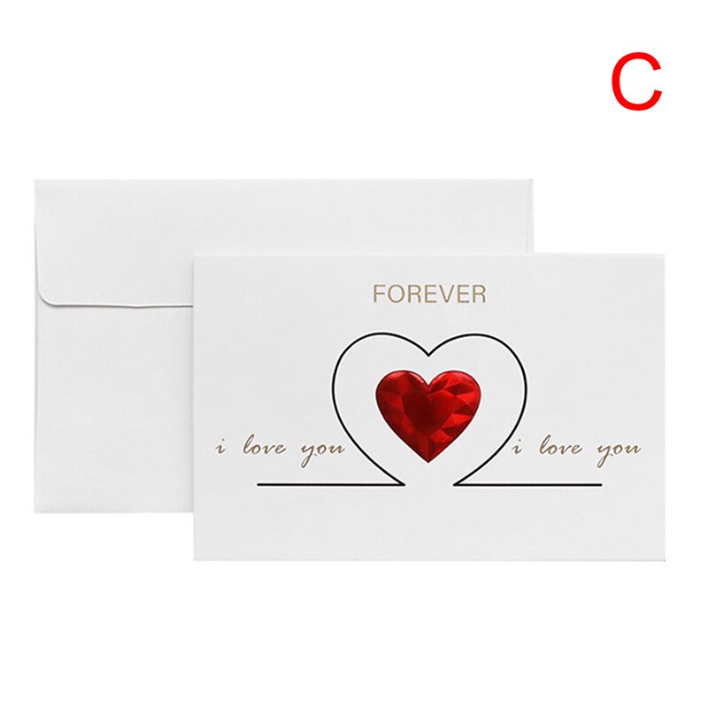 3D Red Heart Envelopes Romantic Valentine's Day Greeting Card Thanksgiving Foil Diy Love Thank You Card Message Card: Red