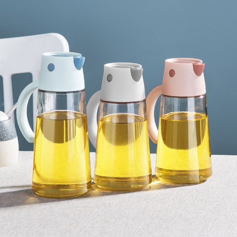 Kitchen Vinegar Jug Glass Oil Jug Dispenser Automatic Opening Household Bottle Oil and Vinegar Honey Olive Oil Container