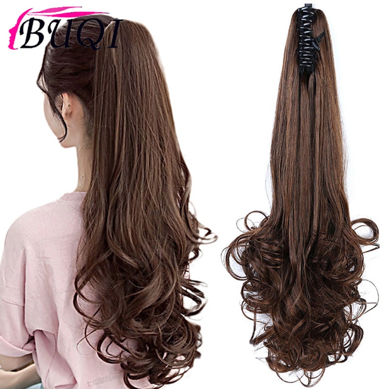 BUQI 24" 180g Synthetic Claw on Ponytail Hair Claws Curly Style HairpieceHair Extension Women Adult Hair Accessories