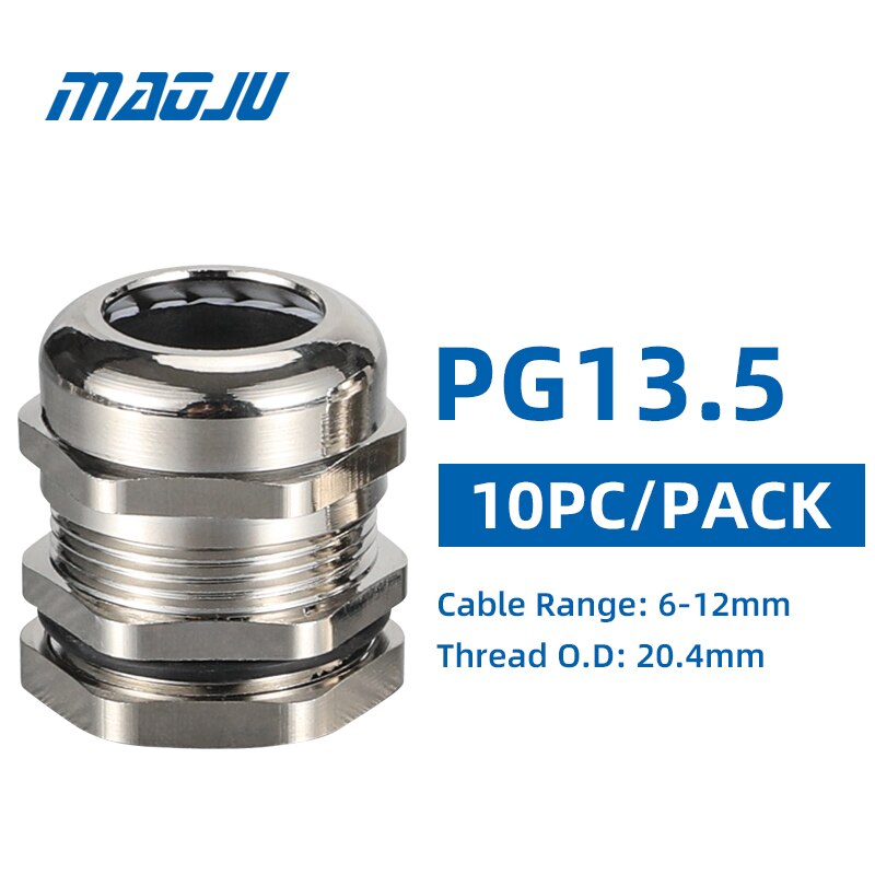 3 stk gratis forsendelse  pg7 pg11 pg9 pg13.5 messing kabelforskruninger metal trækaflastning ledning greb kabel ledningsindgang  pg16 pg19 10 stk pakke: Pg13.5- 10 stk