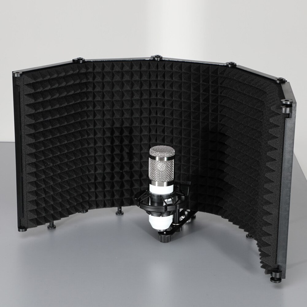 Recording Studio Microphone Windshield Screen Sound Noise Insulation Cover Adjustable Five Panel Microphone Blowout Preventer