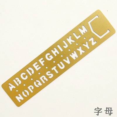 Retro Multi-function Number/Capital Letter steel Ruler Metal Ruler Metal bookmarks School Supplies Drawing supplies: 2