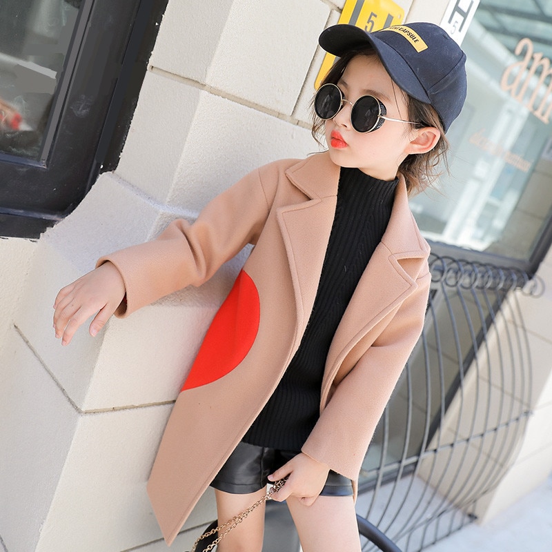 Meisjes winterjas dikker kinderen wollen jas kinderen trend peuter liefdeshart bovenkleding peuterkleding ,4-12y,#2397