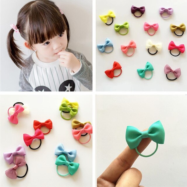 10 pz/lotto Mini corda per capelli carino fiocco fiocco neonata elastico per capelli elastici anello per bambini cravatte per capelli Scrunchies ornamenti