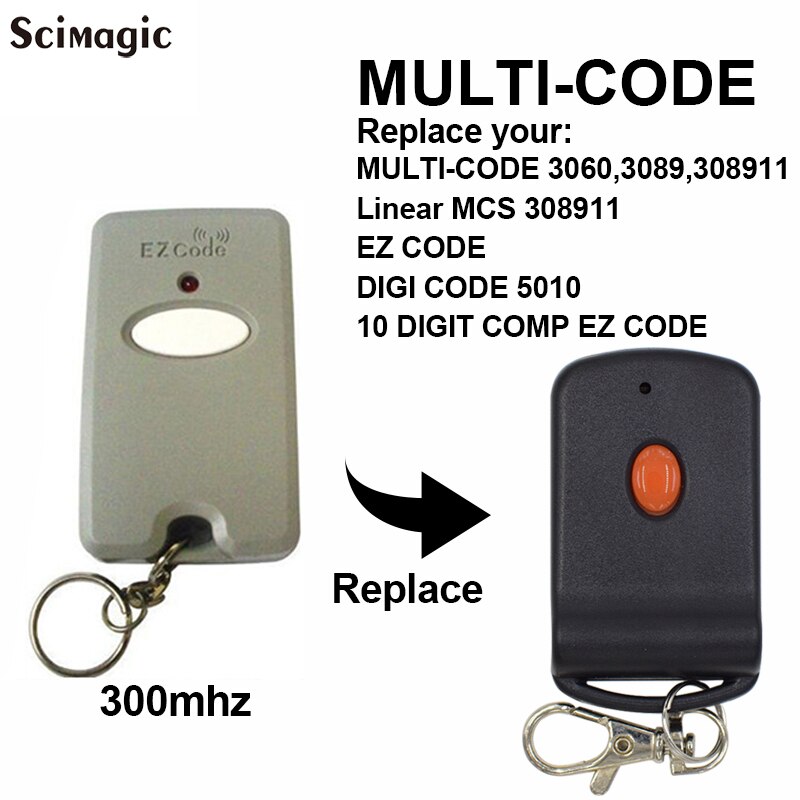 Multi-Code 3089 3060 308911 garage door remote control 300MHz handheld transmitter keychain