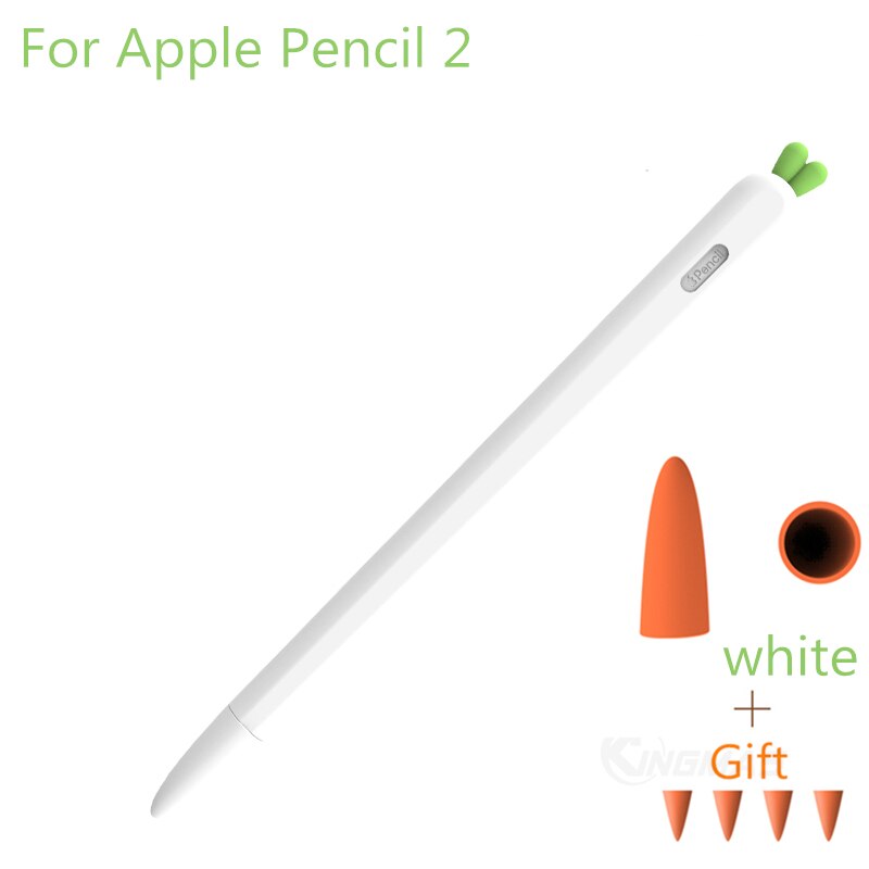 Zachte wortel siliconen voor apple pencil 1 hoesje 2 ipad tablet touch pen stylus beschermhoes hoesje: Wit voor potlood 2