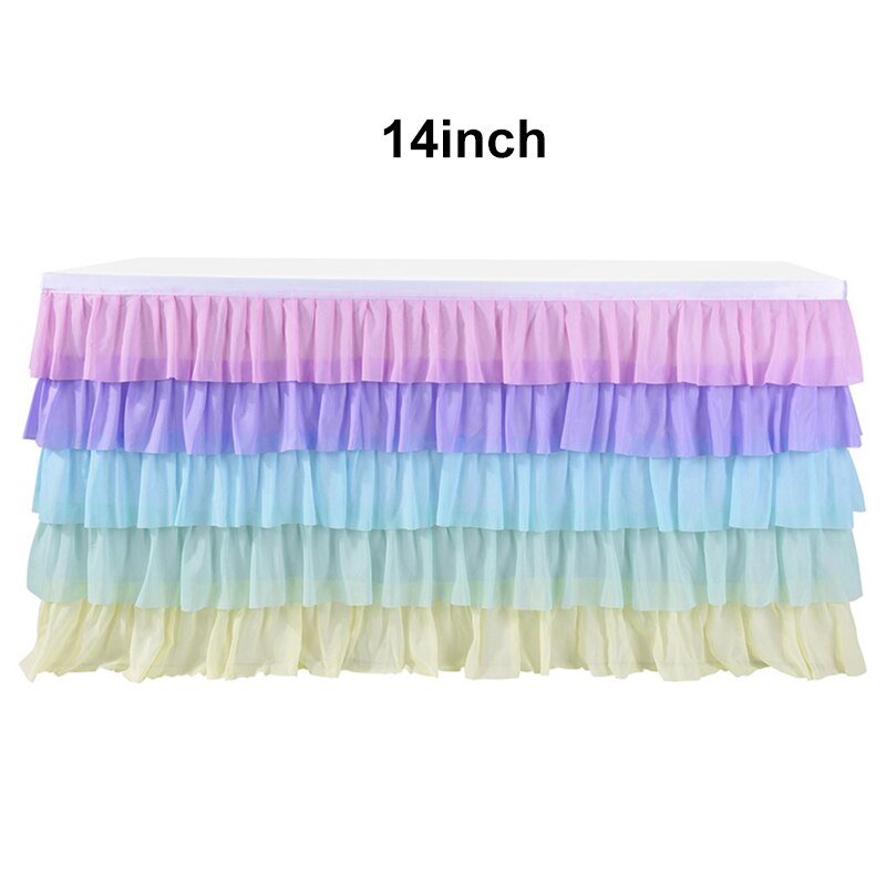 Gradient Tulle Table Skirt for Tables in any Shapes 5 Layered Ruffle Table Skirt for Wedding Party 6/9/14 FT. USJ99: 14inch