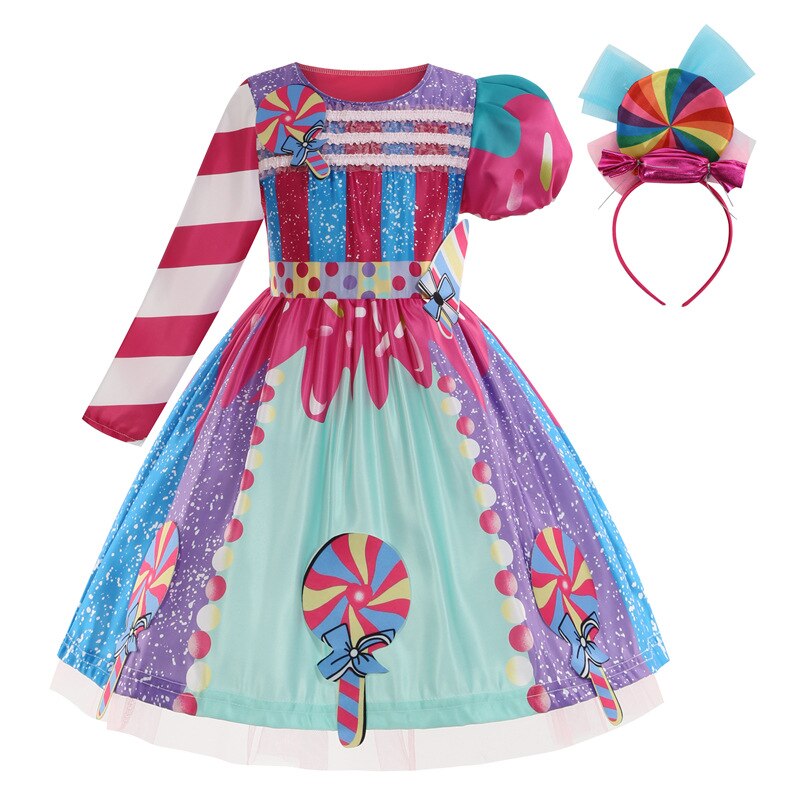 Sweet Candy Girl Dress Kids Carnival Frock Child Birthday Party Gown Fancy Cartoon Tutu Dresses for Halloween Easter Costume: A / 3-4T