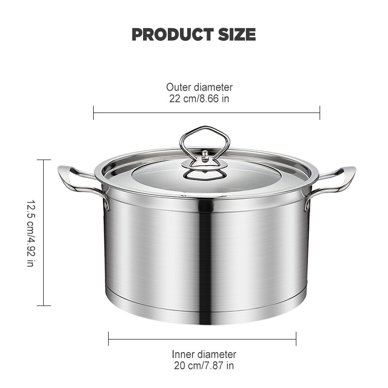 Niet-Magnetische Soeppan Rvs Dubbel Handvat Kookpot Samengestelde Bodem Non Stick Pan Europese Stijl Keuken kookgerei: B 22cm