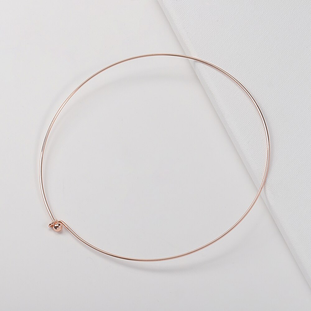 5pc Kupfer Draht Band Verstellbare Halsketten Lünette mit Einfach Verschluss für DIY Schmuck, Der Metall Halsband Kragen 130mm Ring Lieferant: RoseGold