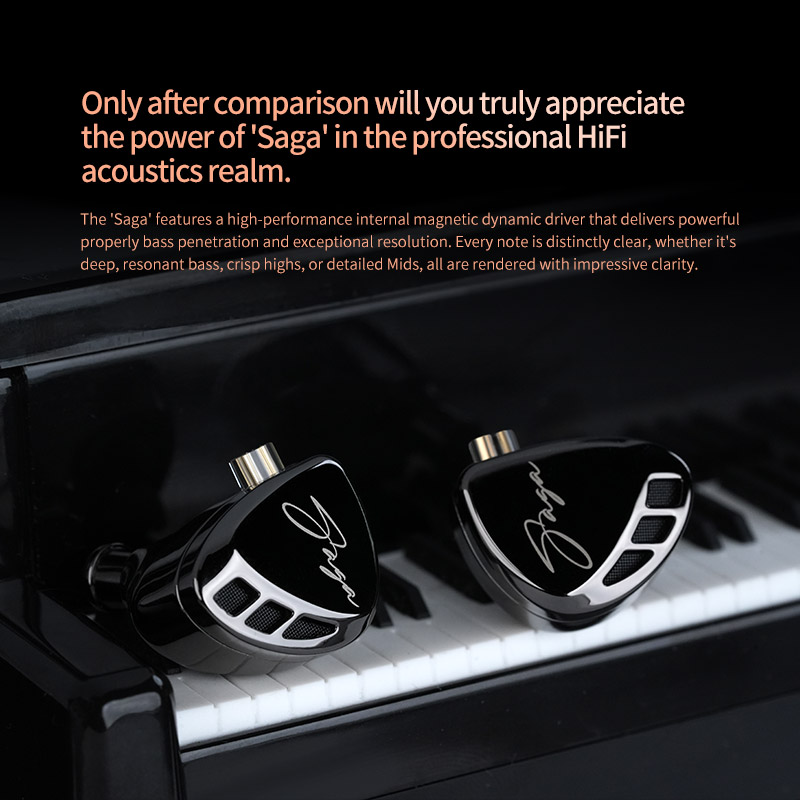 KZ Saga Inear HiFi Earphones Dynamic Tunable Balanced Armature Headphones 3.5mm Detachable Cable Monitor Noise Reduction Earbuds